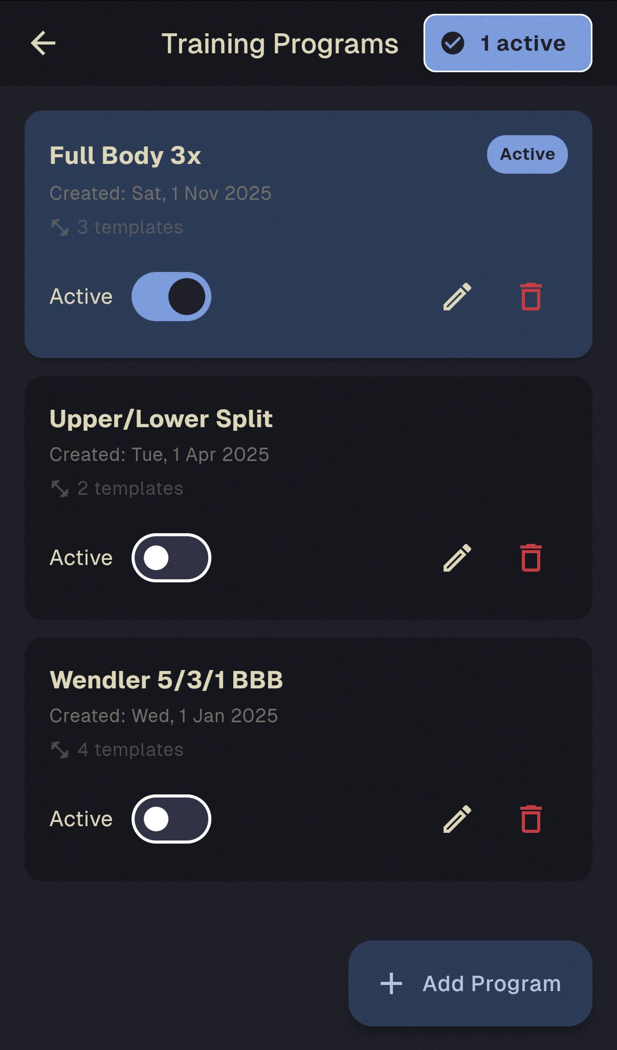 Training programs management